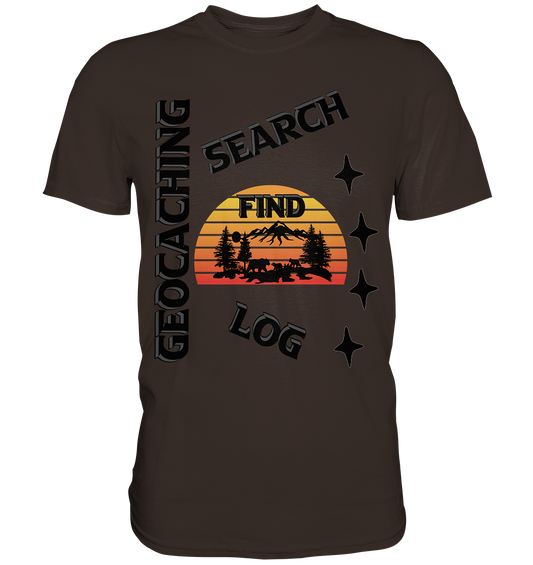 Geocaching, Suchen, Finden und Log, Geocache Schwarzes Design Mounten - Premium Shirt