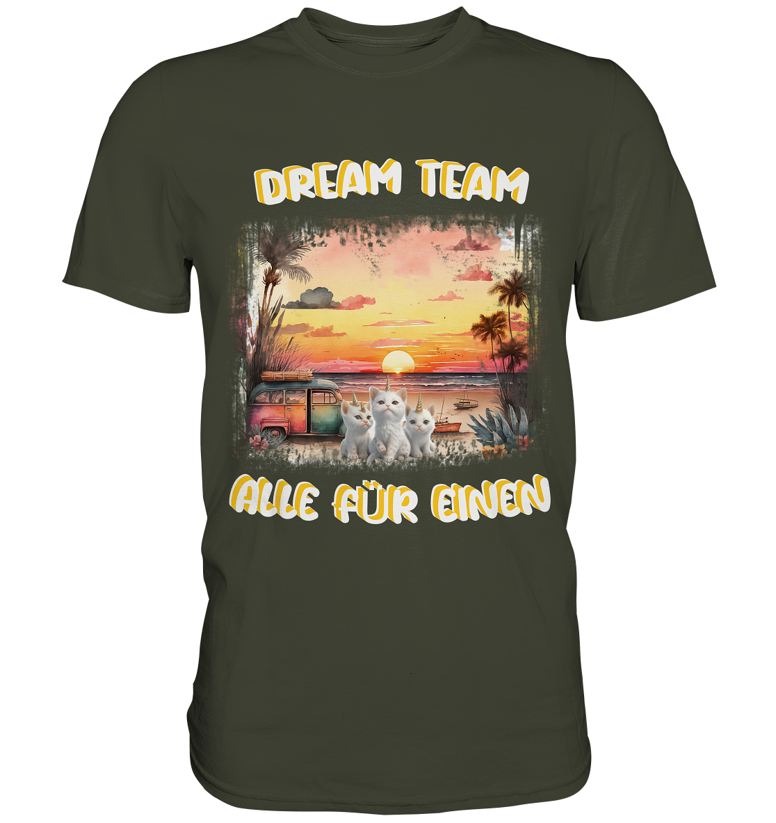 Dream Team, Einhorn Katzen Shirt, streetwear, casual t shirt, No 5 - Premium Shirt