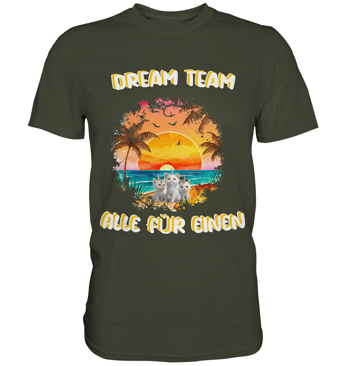 Dream Team, Einhorn Katzen Shirt, streetwear, casual t shirt - Premium Shirt