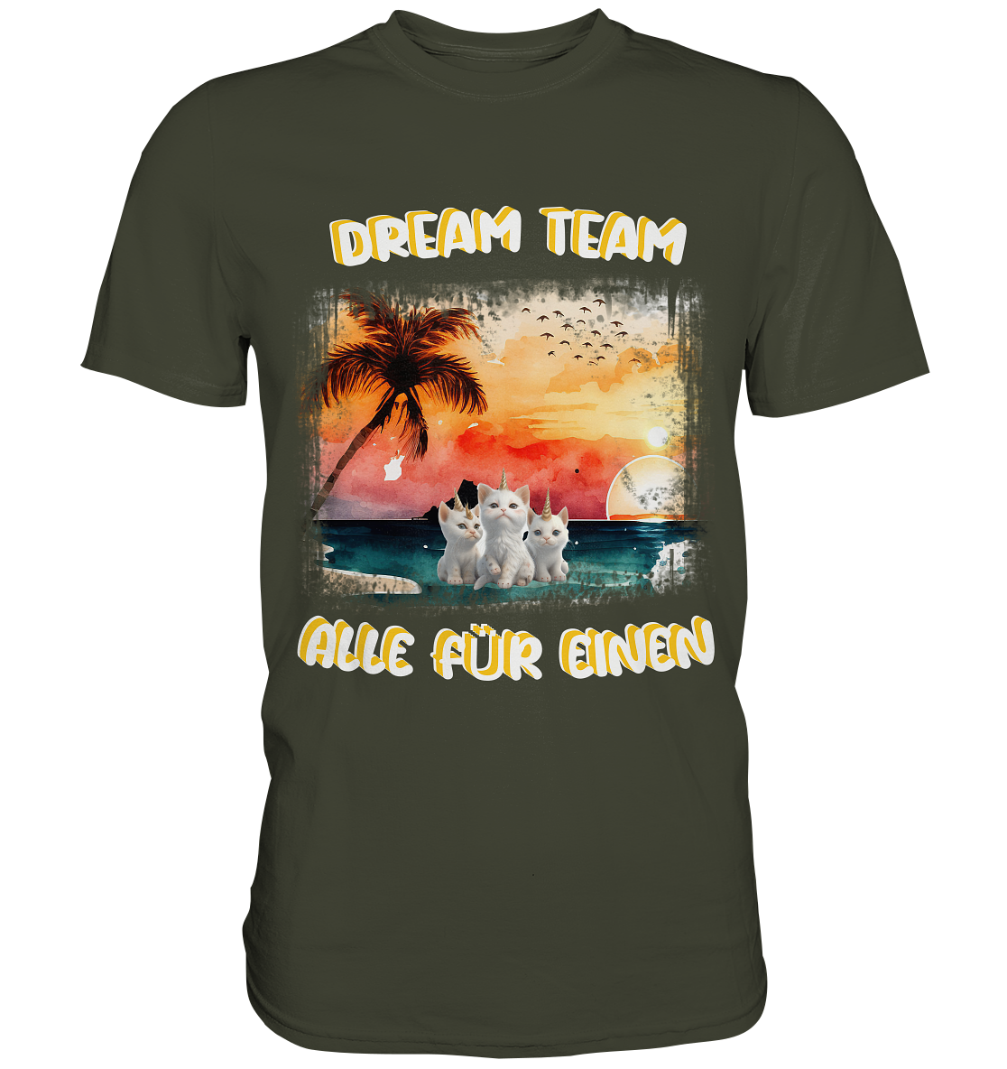 Dream Team, Einhorn Katzen Shirt, streetwear, casual t shirt, No 2 - Premium Shirt