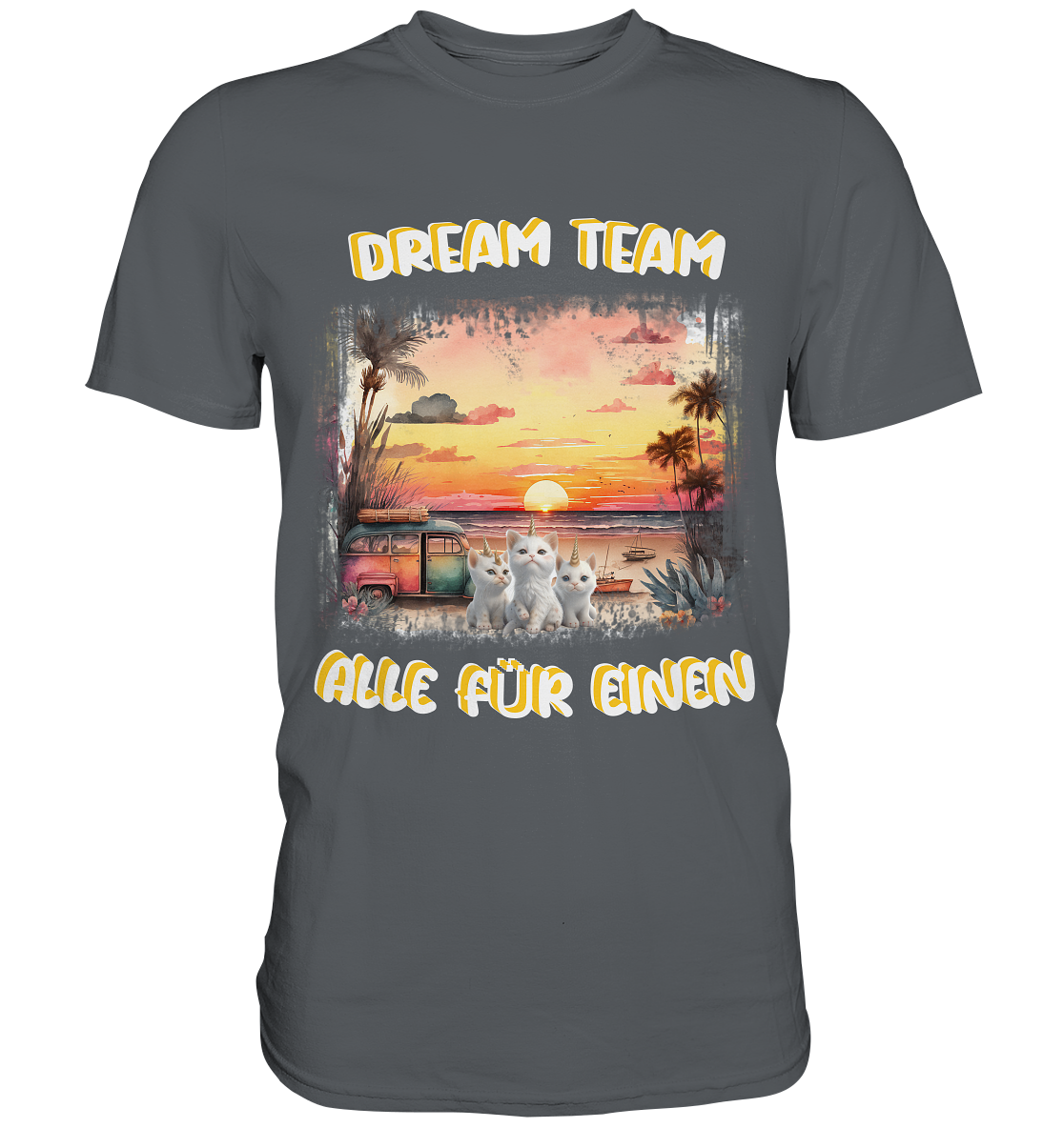 Dream Team, Einhorn Katzen Shirt, streetwear, casual t shirt, No 5 - Premium Shirt