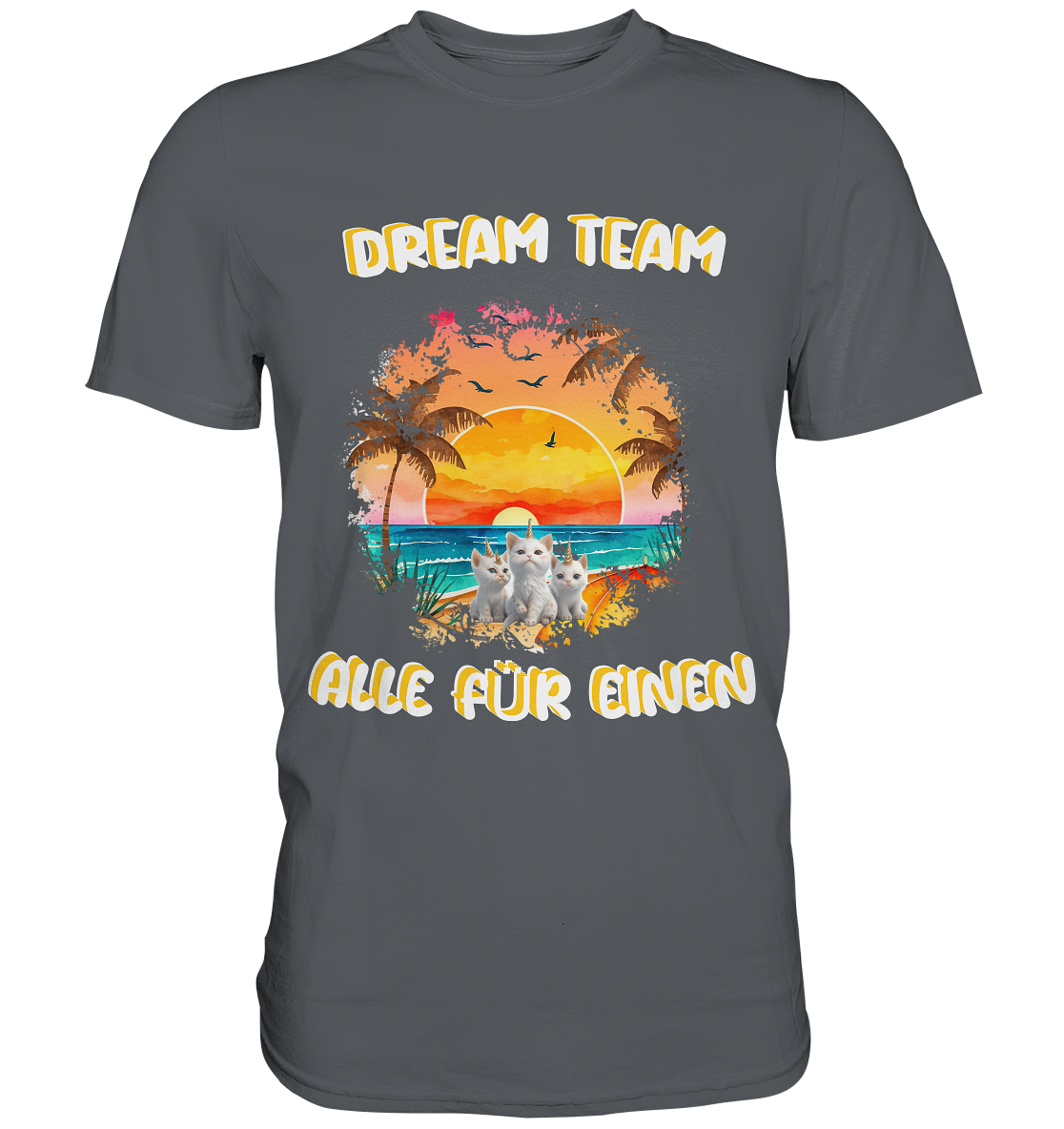 Dream Team, Einhorn Katzen Shirt, streetwear, casual t shirt - Premium Shirt