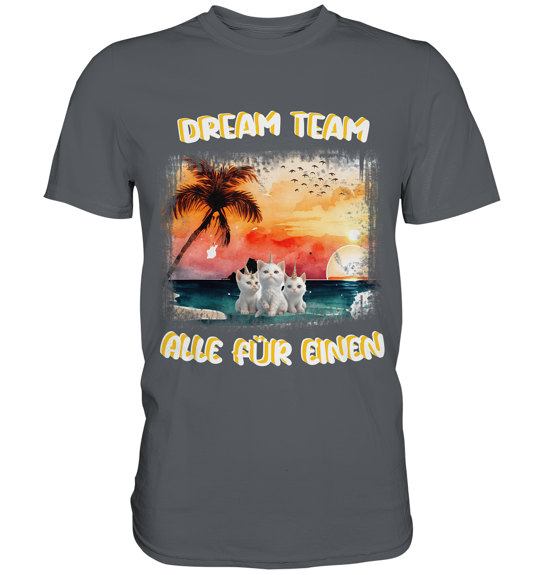 Dream Team, Einhorn Katzen Shirt, streetwear, casual t shirt, No 2 - Premium Shirt