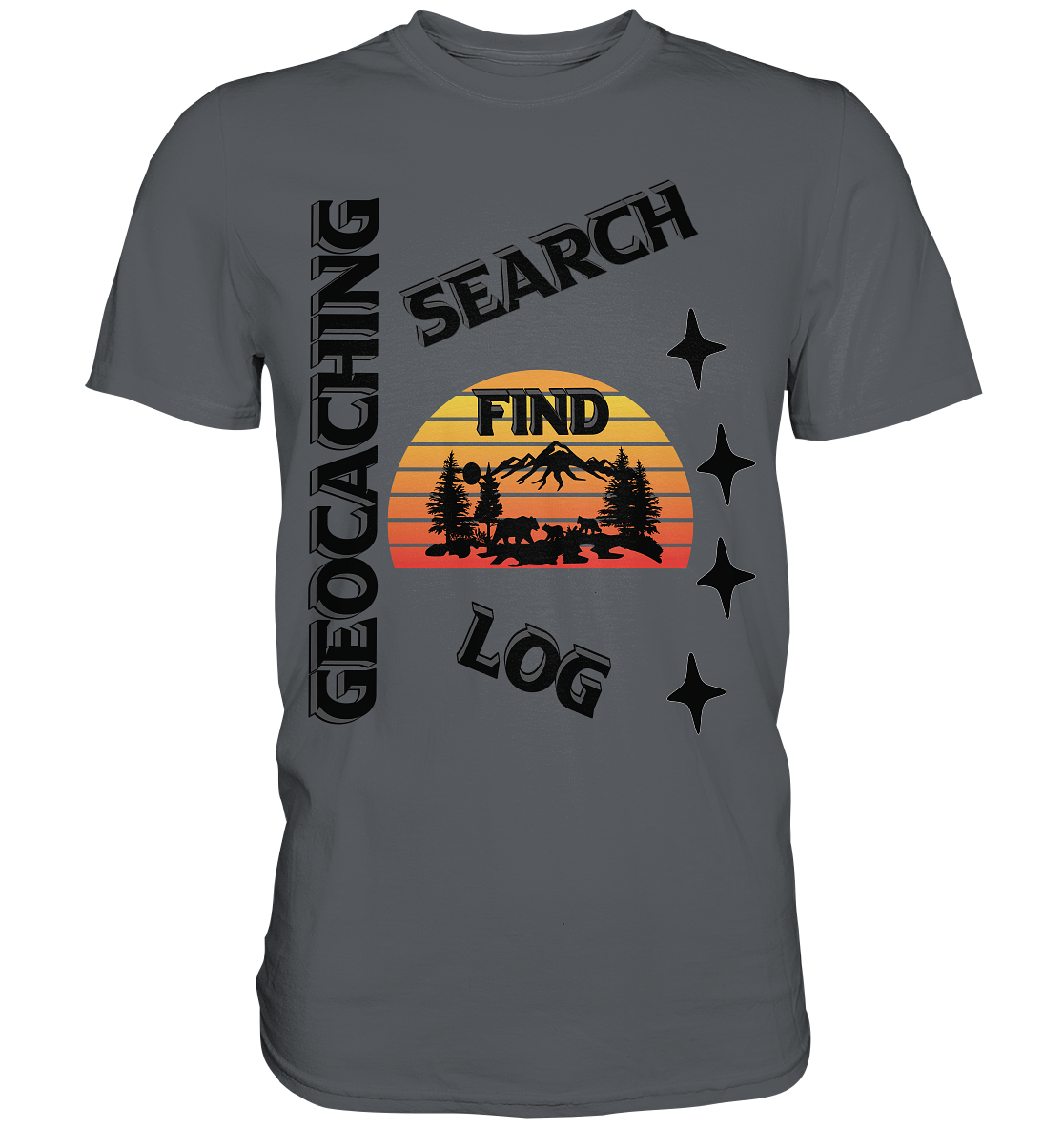 Geocaching, Suchen, Finden und Log,  Geocache Schwarzes Design - Premium Shirt