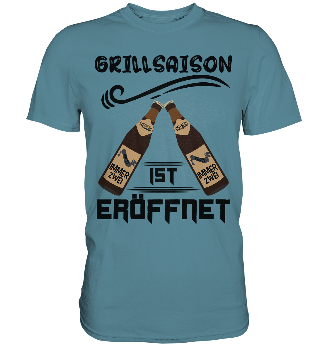 Grillsaison ist eröffnet, Grillen, Party, Feiern, Schwarzes Design - Premium Shirt