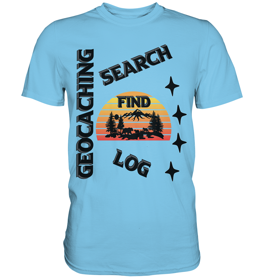 Geocaching, Suchen, Finden und Log, Geocache Schwarzes Design Mounten - Premium Shirt