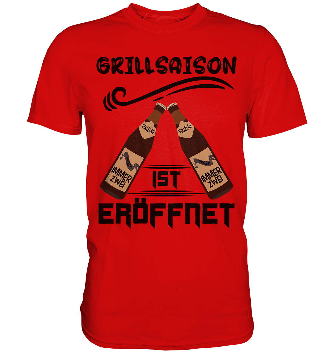 Grillsaison ist eröffnet, Grillen, Party, Feiern, Schwarzes Design - Premium Shirt