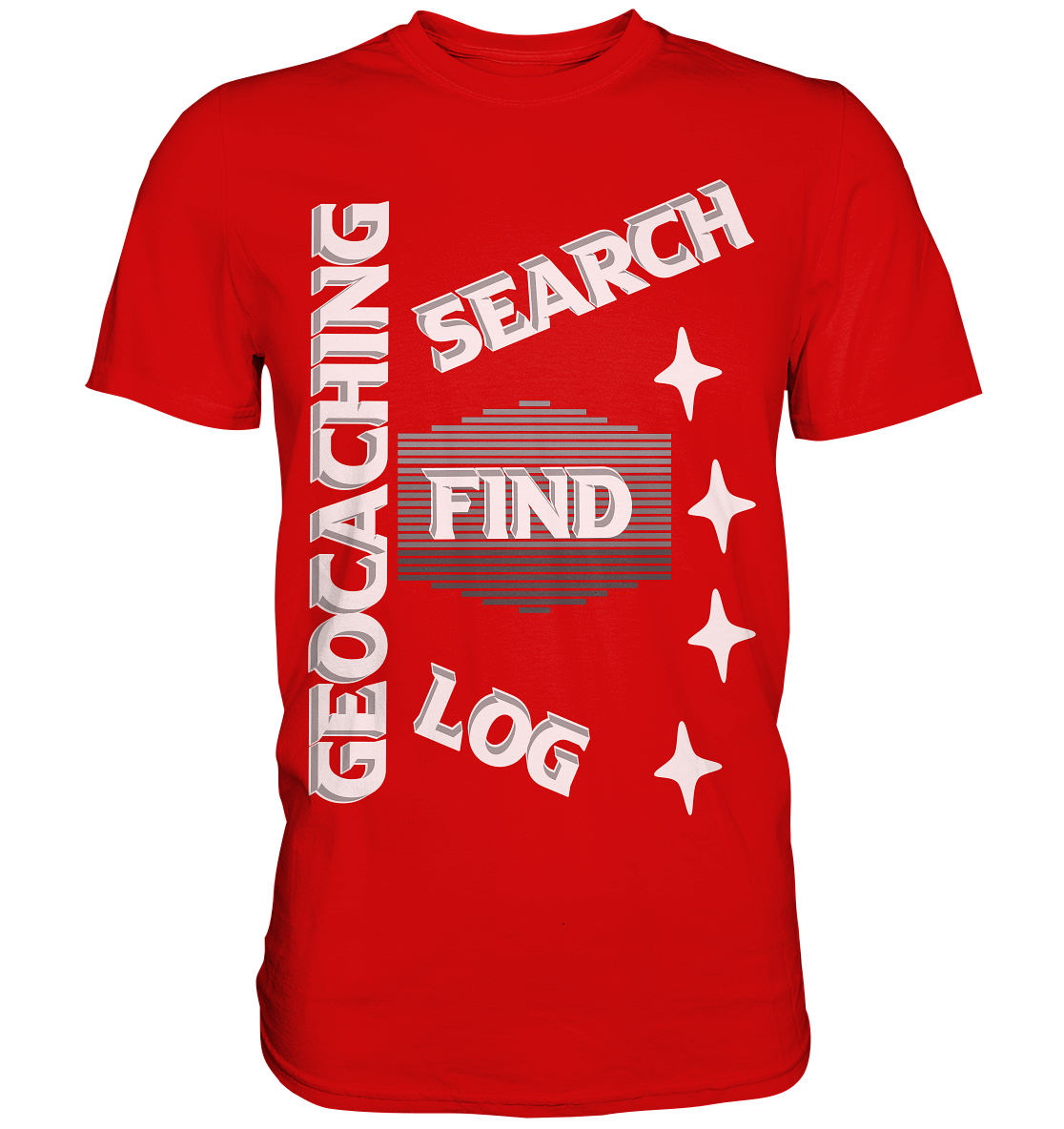 Geocaching-SEARCH-FIND-LOG, Cache Helles Disign Sterne - Premium Shirt