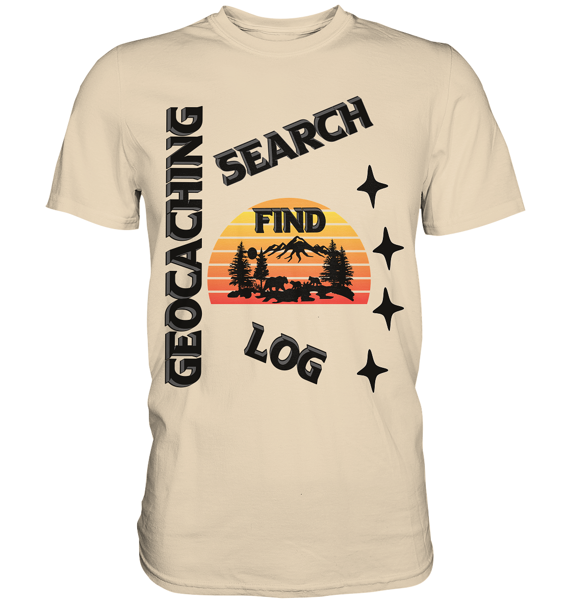 Geocaching, Suchen, Finden und Log,  Geocache Schwarzes Design - Premium Shirt