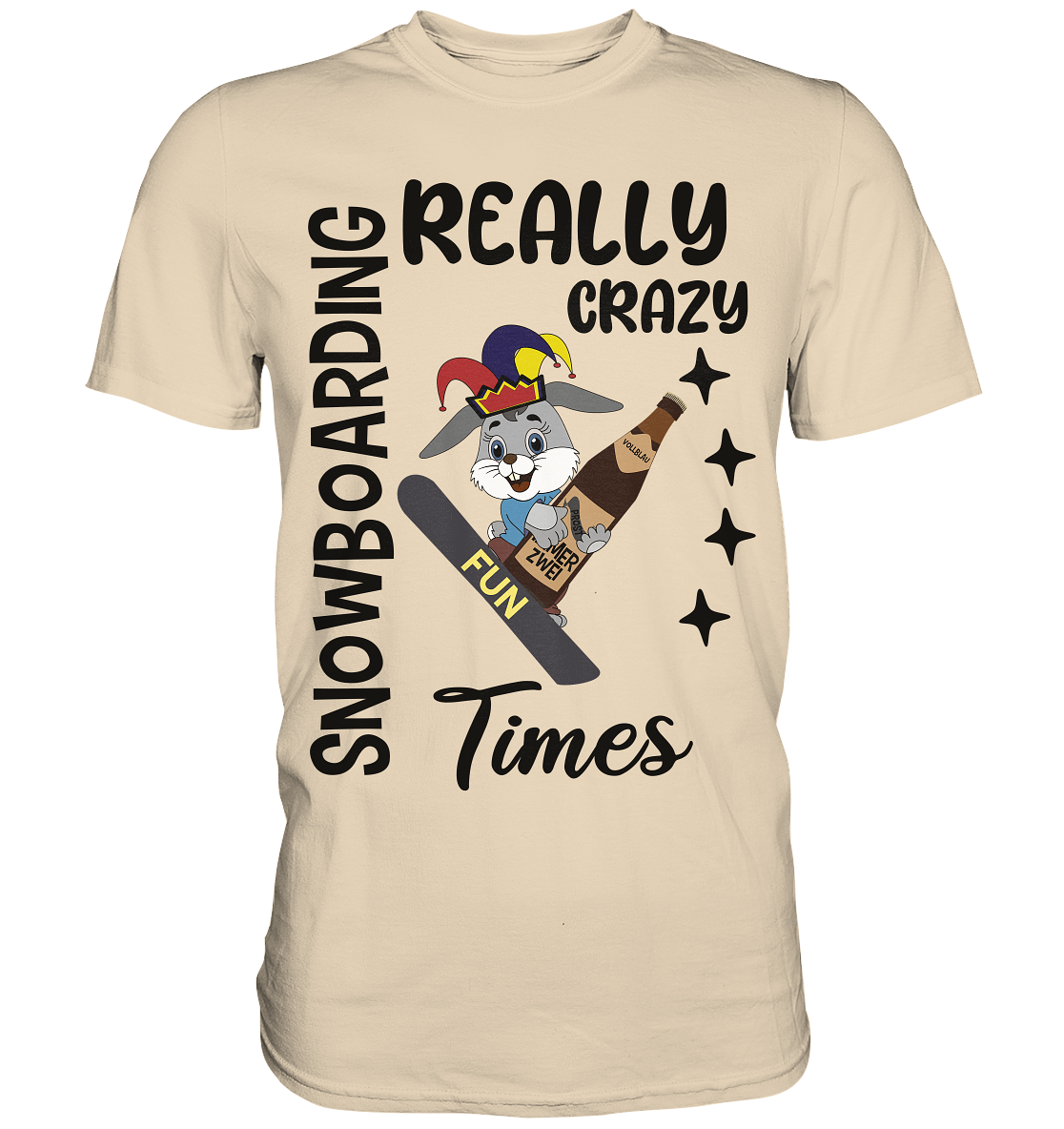 Snowboarding, really crazy, Osterhase mit Bierflasche  - Premium Shirt