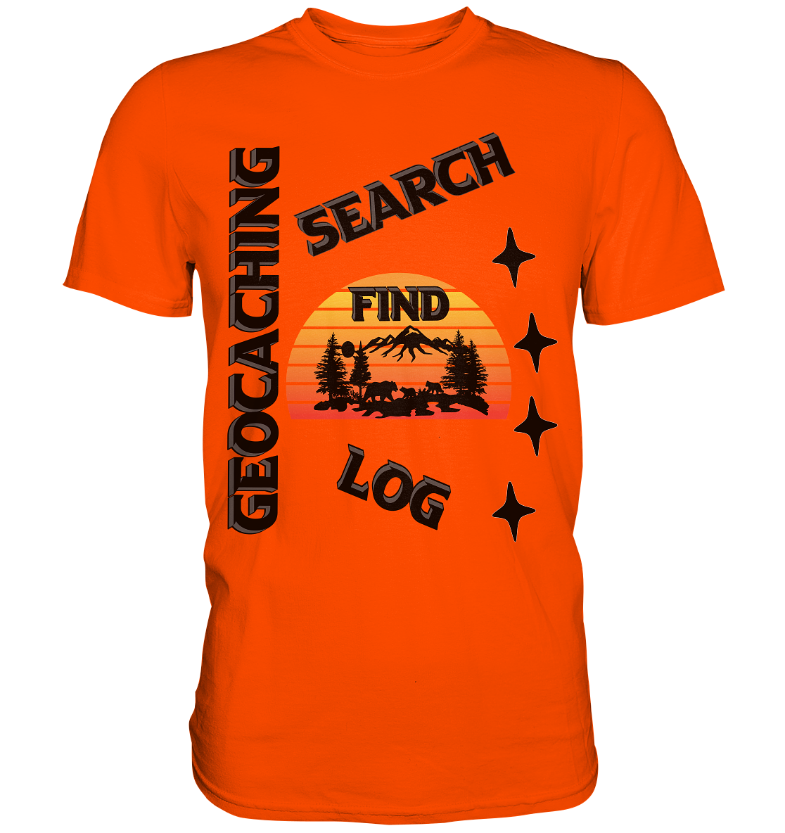 Geocaching, Suchen, Finden und Log, Geocache Schwarzes Design Mounten - Premium Shirt