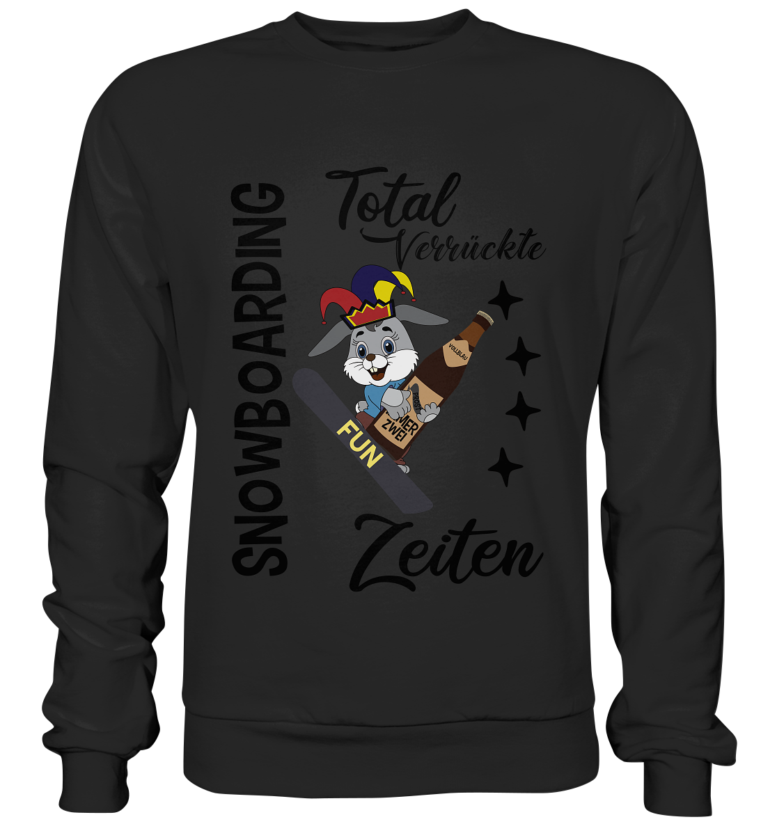 Snowboarding,verrückte Zeiten, Osterhase mit Bierflasche, Faschingsmütze - Premium Sweatshirt