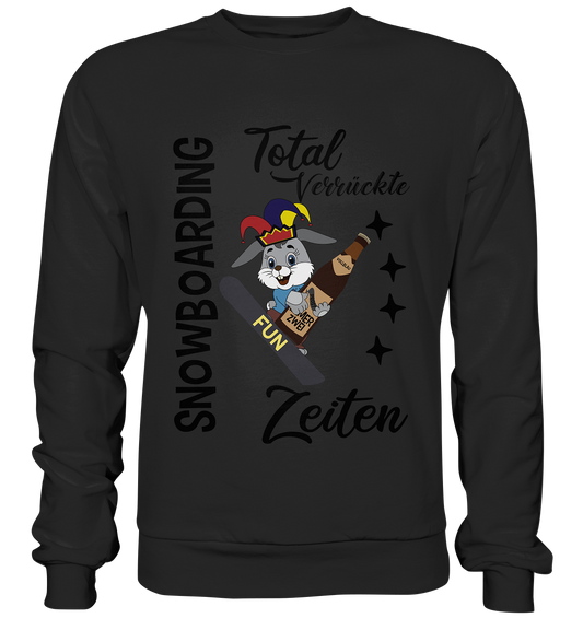 Snowboarding,verrückte Zeiten, Osterhase mit Bierflasche, Faschingsmütze - Premium Sweatshirt