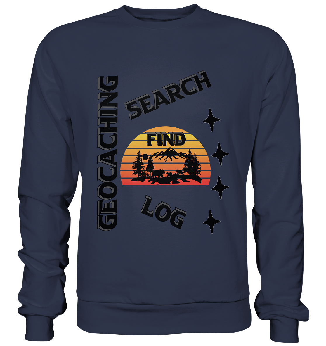 Geocaching, Suchen, Finden und Log, Geocache Schwarzes Design Mounten - Premium Sweatshirt