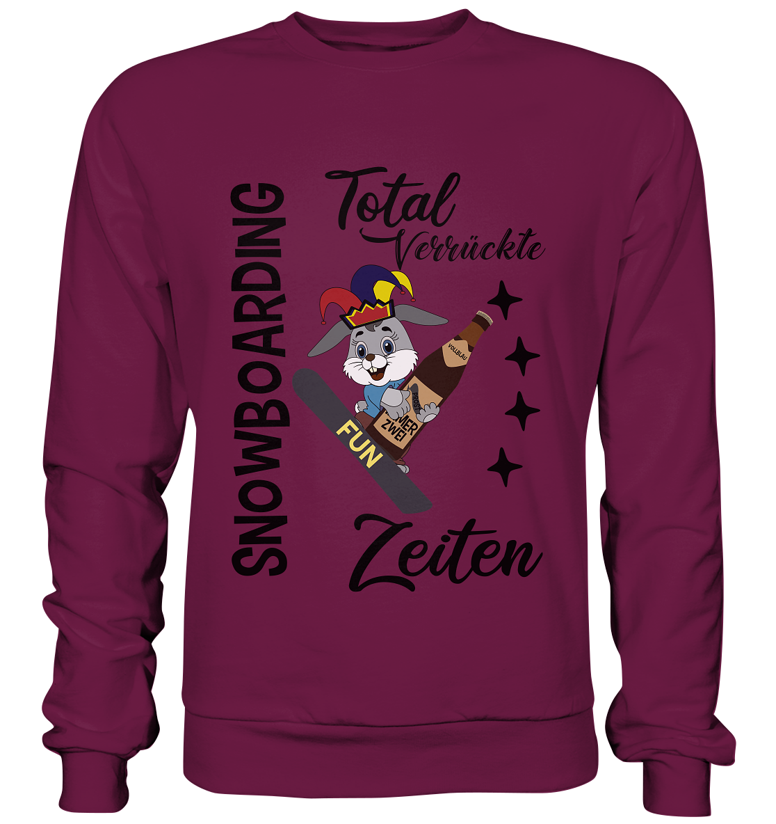 Snowboarding,verrückte Zeiten, Osterhase mit Bierflasche, Faschingsmütze - Premium Sweatshirt