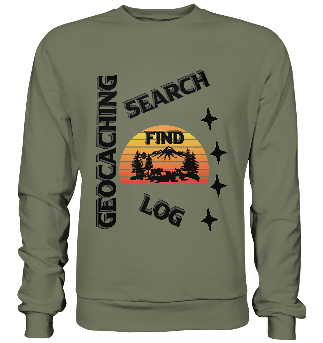 Geocaching, Suchen, Finden und Log, Geocache Schwarzes Design Mounten - Premium Sweatshirt