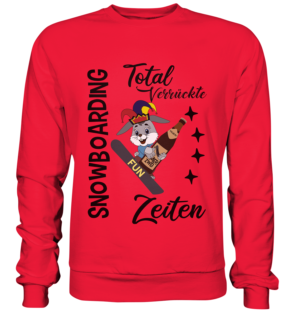 Snowboarding,verrückte Zeiten, Osterhase mit Bierflasche, Faschingsmütze - Premium Sweatshirt