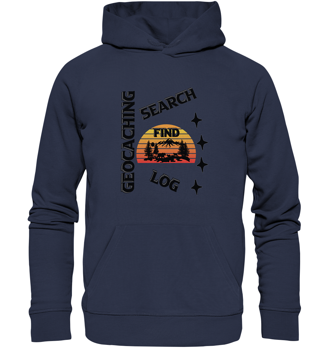 Geocaching, Suchen, Finden und Log, Geocache Schwarzes Design Mounten - Premium Unisex Hoodie