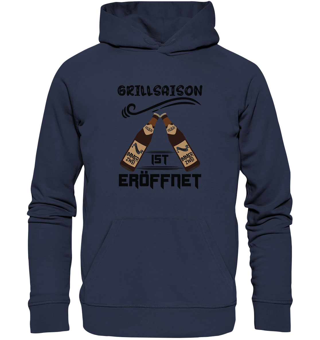 Grillsaison ist eröffnet, Grillen, Party, Feiern, Schwarzes Design - Premium Unisex Hoodie