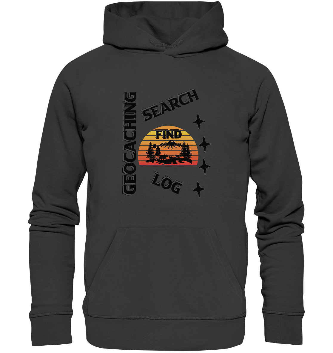 Geocaching, Suchen, Finden und Log,  Geocache Schwarzes Design - Premium Unisex Hoodie