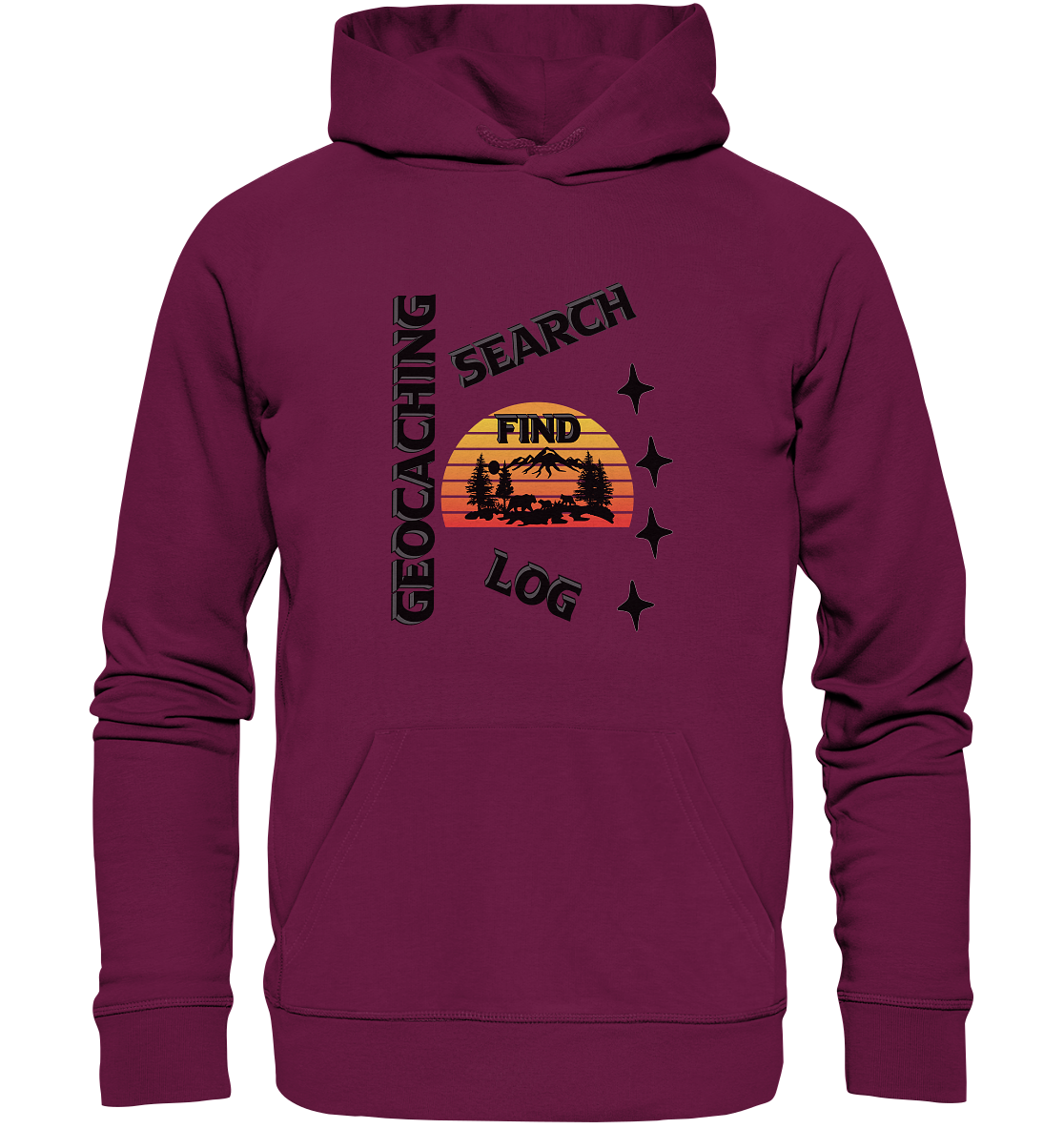 Geocaching, Suchen, Finden und Log, Geocache Schwarzes Design Mounten - Premium Unisex Hoodie