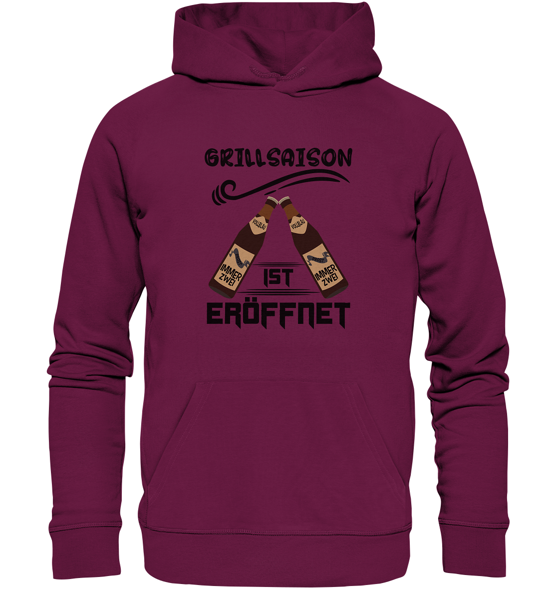 Grillsaison ist eröffnet, Grillen, Party, Feiern, Schwarzes Design - Premium Unisex Hoodie