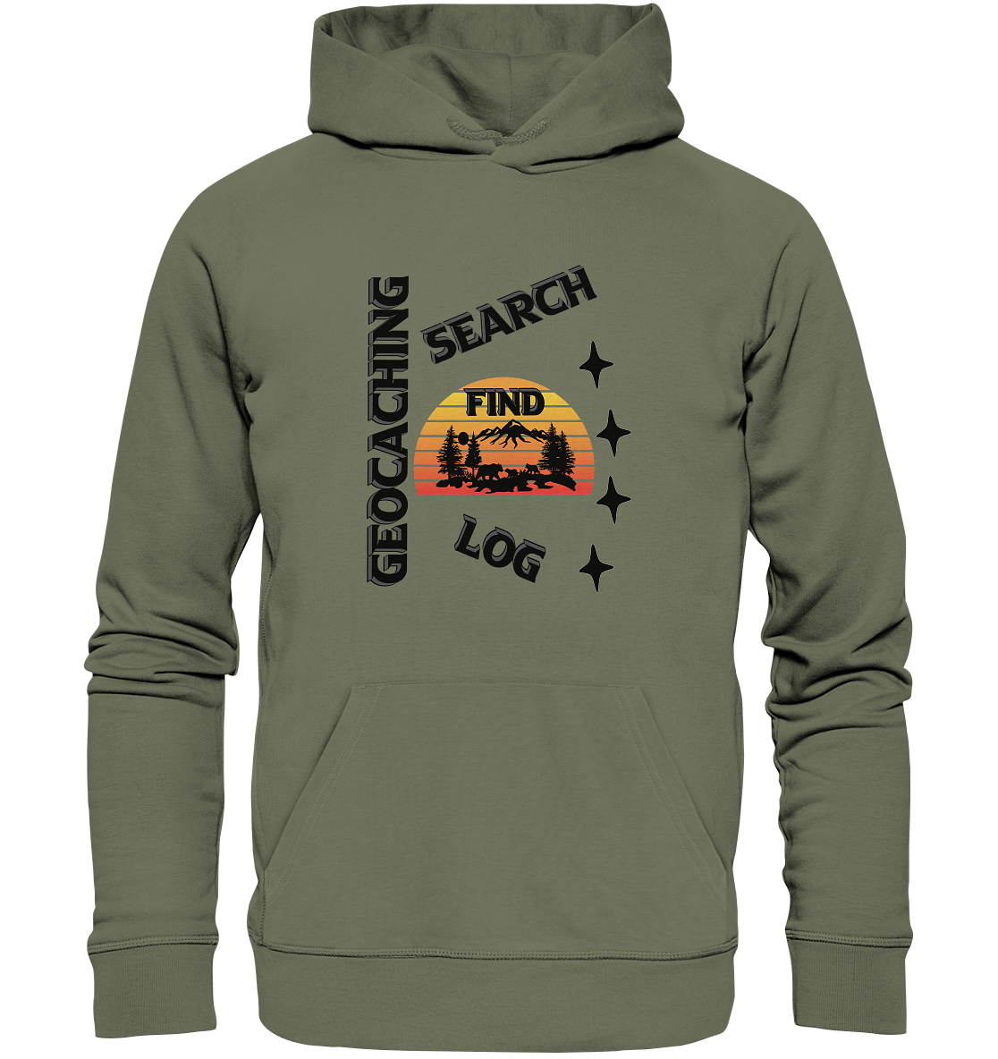 Geocaching, Suchen, Finden und Log,  Geocache Schwarzes Design - Premium Unisex Hoodie