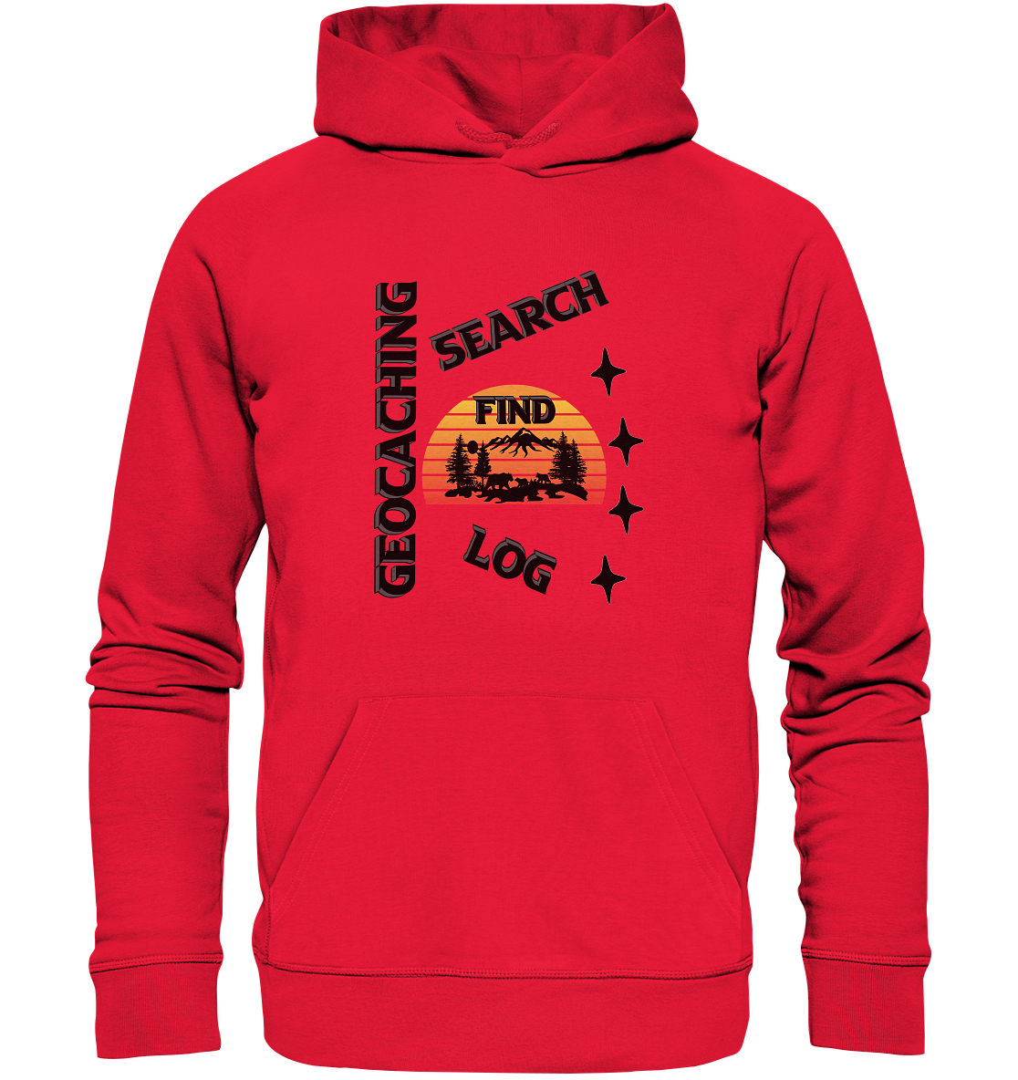 Geocaching, Suchen, Finden und Log, Geocache Schwarzes Design Mounten - Premium Unisex Hoodie