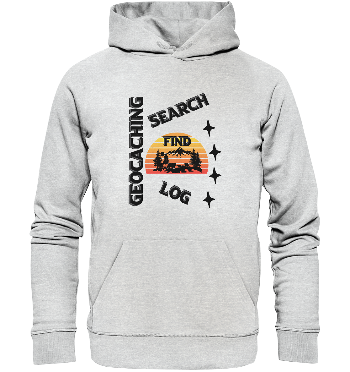 Geocaching, Suchen, Finden und Log,  Geocache Schwarzes Design - Premium Unisex Hoodie