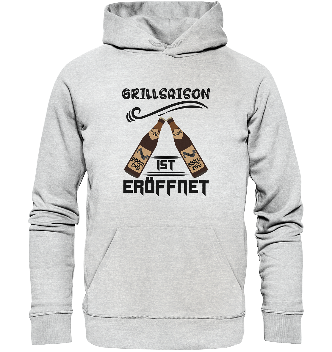 Grillsaison ist eröffnet, Grillen, Party, Feiern, Schwarzes Design - Premium Unisex Hoodie