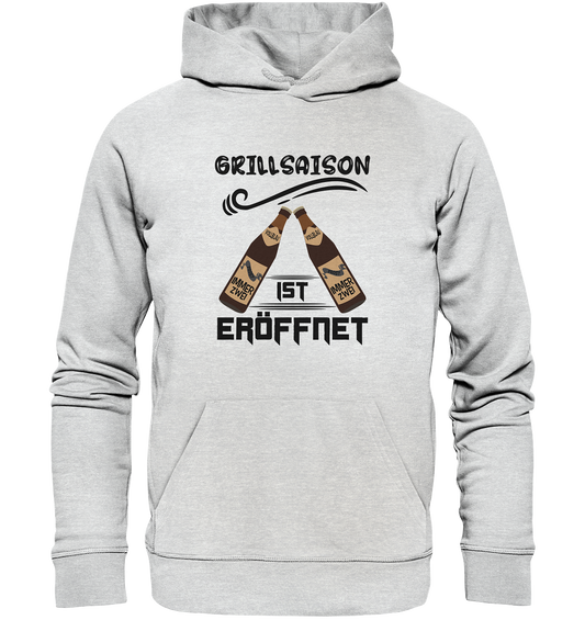 Grillsaison ist eröffnet, Grillen, Party, Feiern, Schwarzes Design - Premium Unisex Hoodie