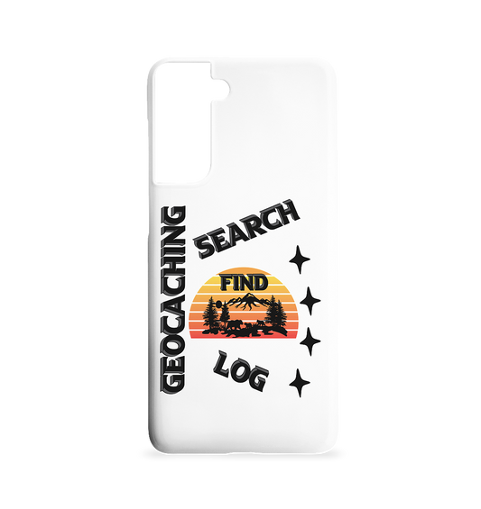 Geocaching, Suchen, Finden und Log,  Geocache Schwarzes Design - Samsung S21 Handyhülle