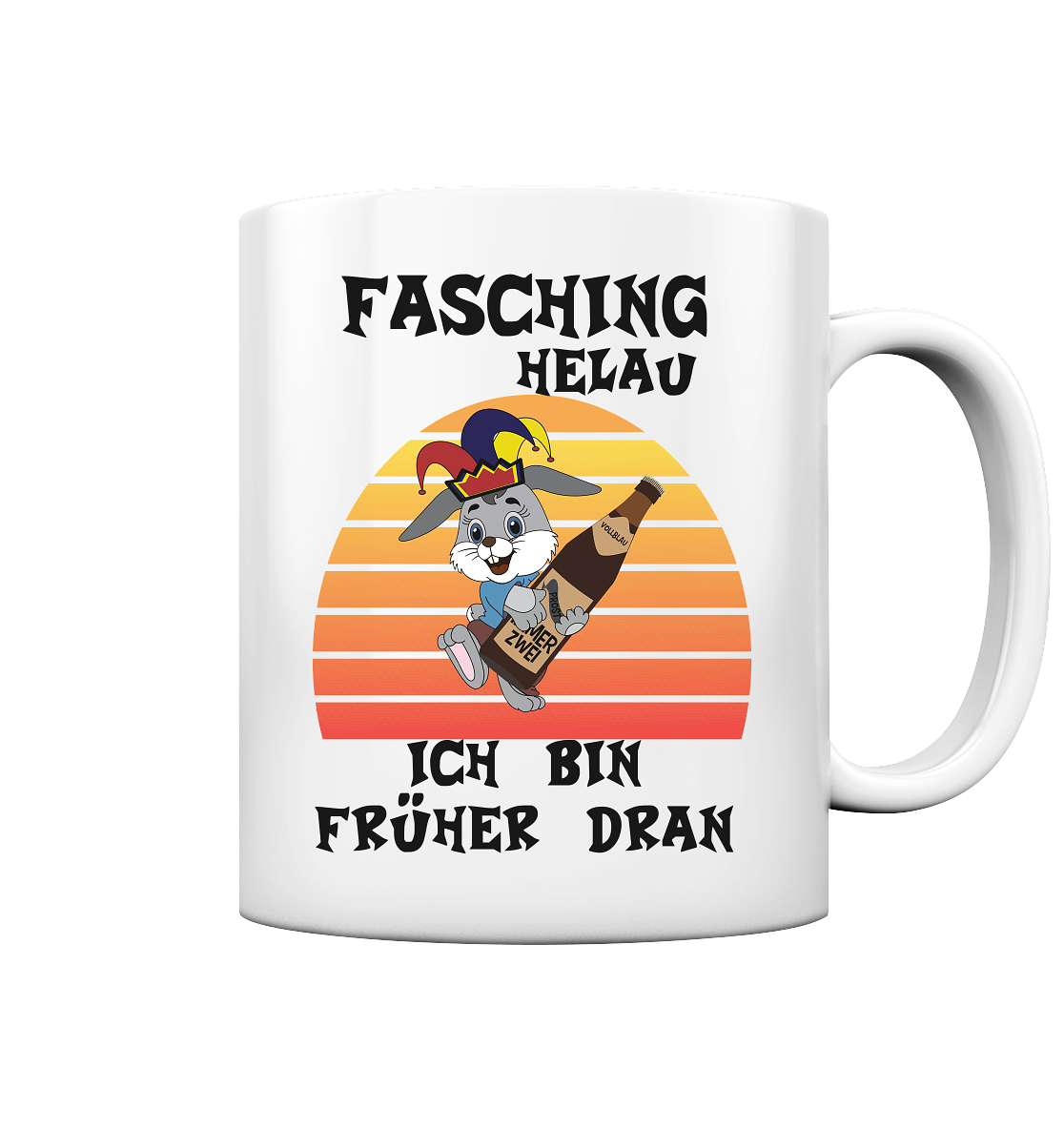 Fasching Helau, Osterhase feiert Karneval, Helau - Tasse glossy