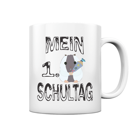 Schulanfang Schwarzes Design, Einschulung, Zuckettüte  - Tasse glossy