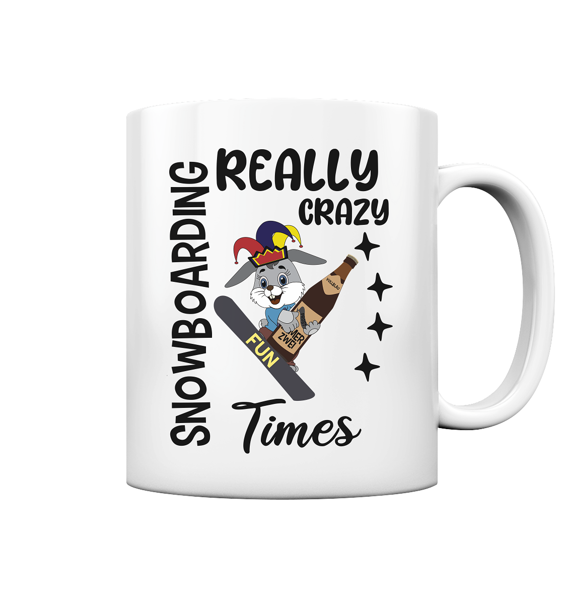 Snowboarding, really crazy, Osterhase mit Bierflasche  - Tasse glossy