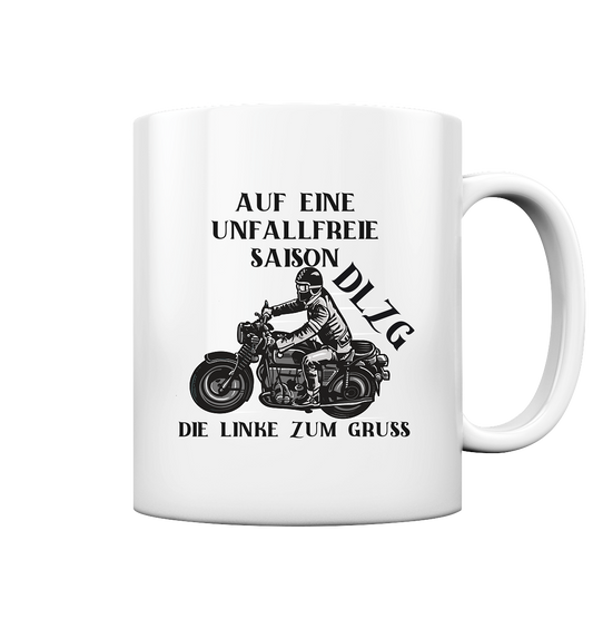 DLzG- Glücksbringer Unfallfrei -Biker Fun Motiv- Tasse glossy