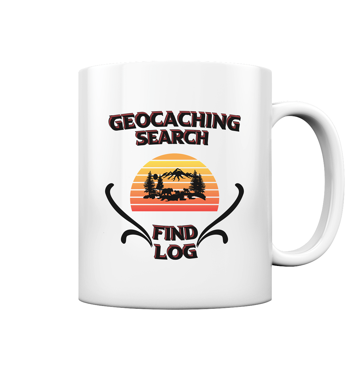 Geocaching, Suchen, Finden und Log, Geocaches - Tasse glossy