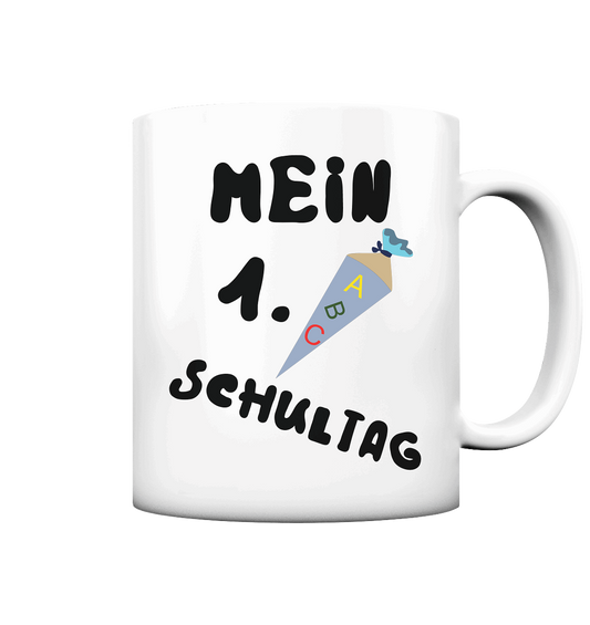 1. Schultag, Einschulung, Zuckettüte - Tasse matt