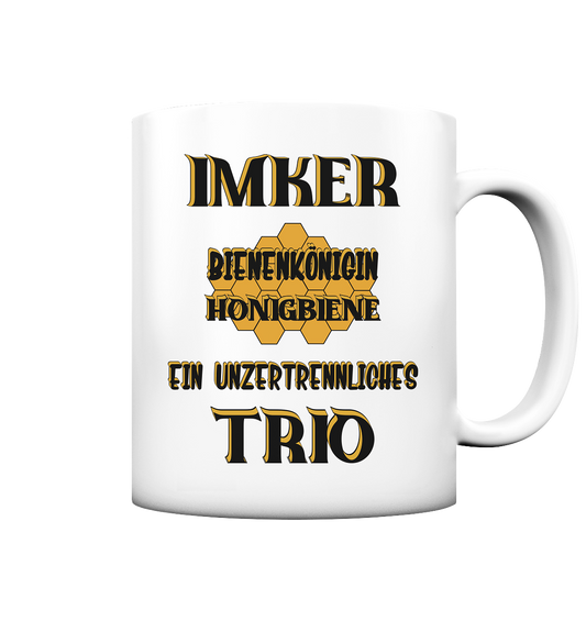 Imker- Bienenkönigin und Honigbiene einTeam, schwarzes Design - Tasse matt