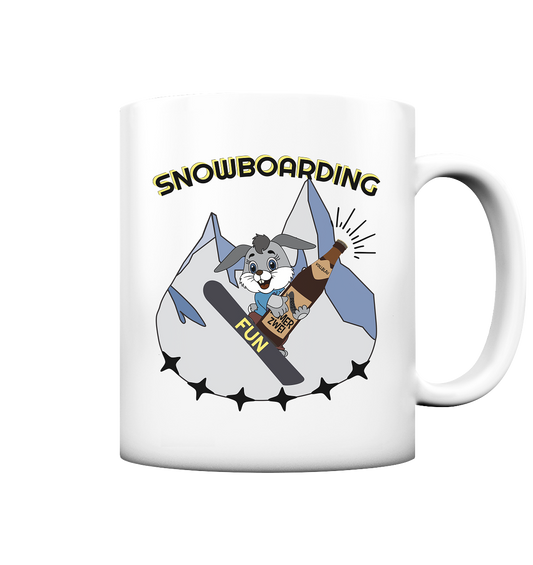 Snowboarding, Apres- Ski, Snowboard, Skihase und Bier - Tasse matt