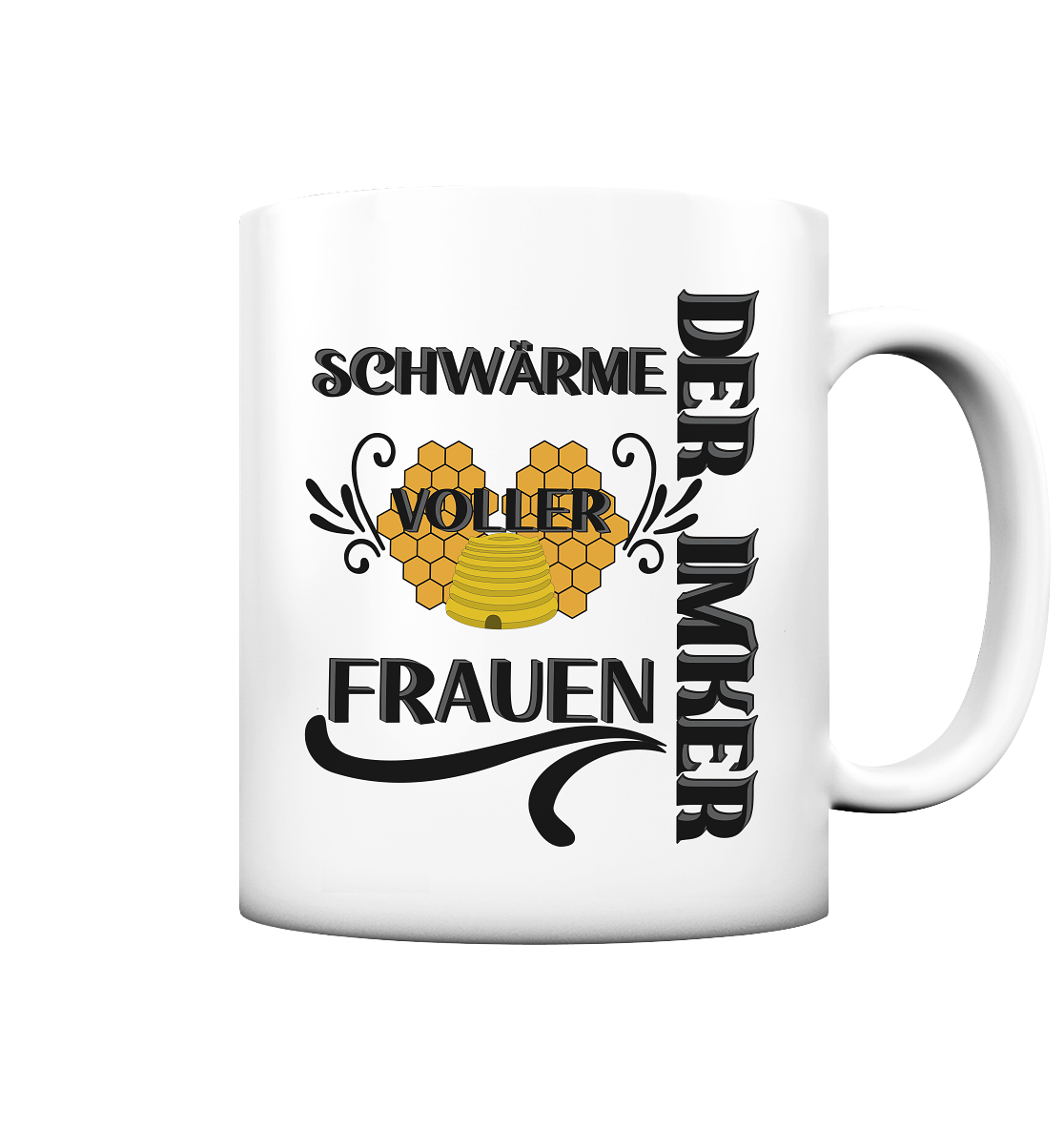 Der Imker, schwärme voller Frauen, Imkerei, Helden, schwarzes Design - Tasse matt