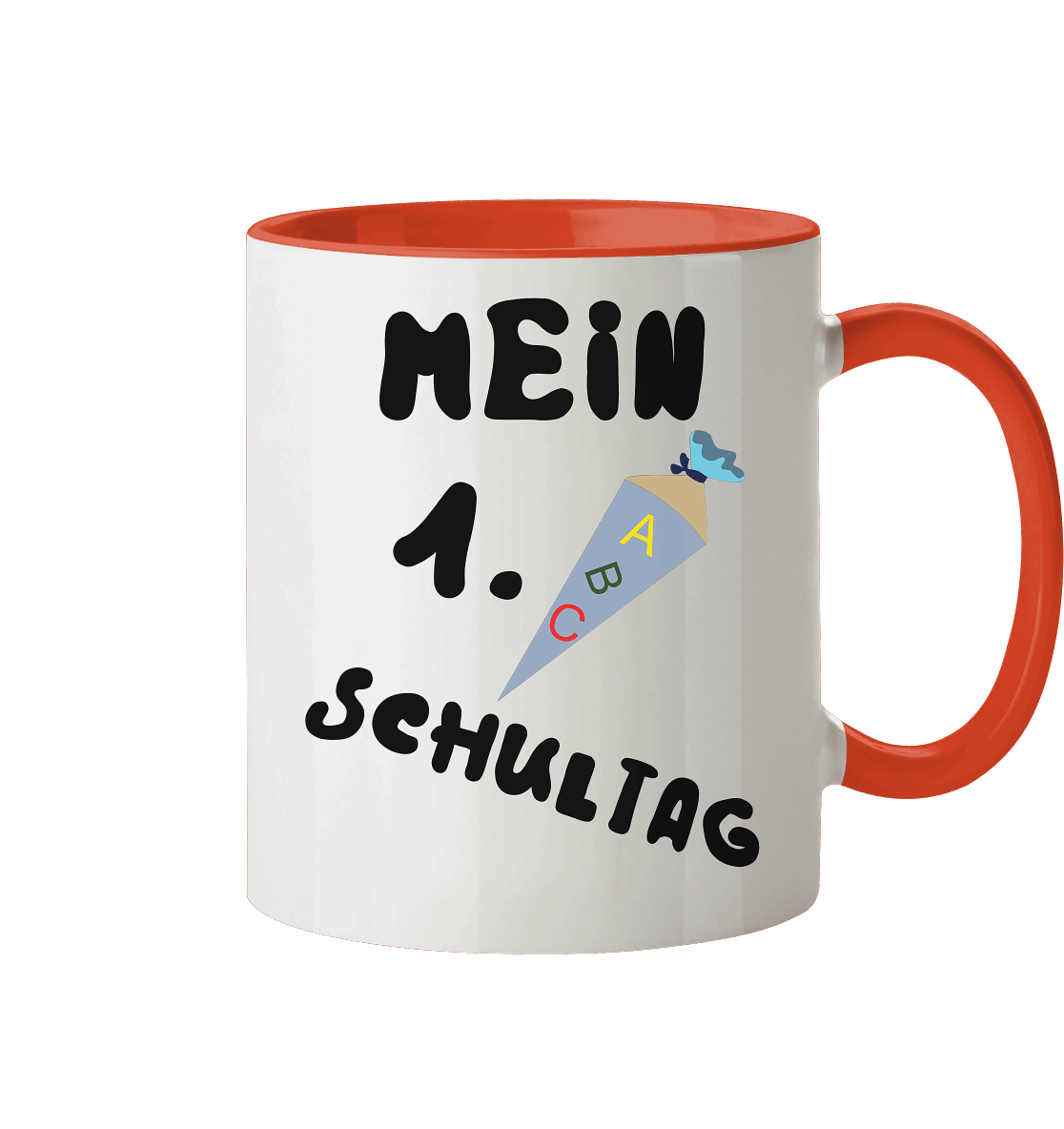 1. Schultag, Einschulung, Zuckettüte - Tasse zweifarbig