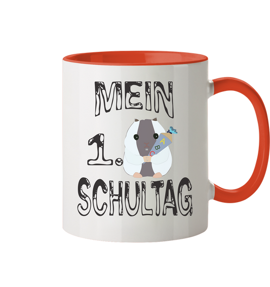 Schulanfang Schwarzes Design, Einschulung, Zuckettüte  - Tasse zweifarbig