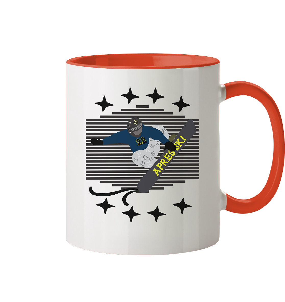 Snowboarding, Apres- Ski, Snowboard, - Tasse zweifarbig