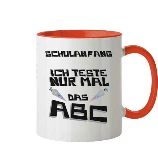 Schulanfang Schwarzes Design, Einschulung, Zuckettüte - Tasse zweifarbig