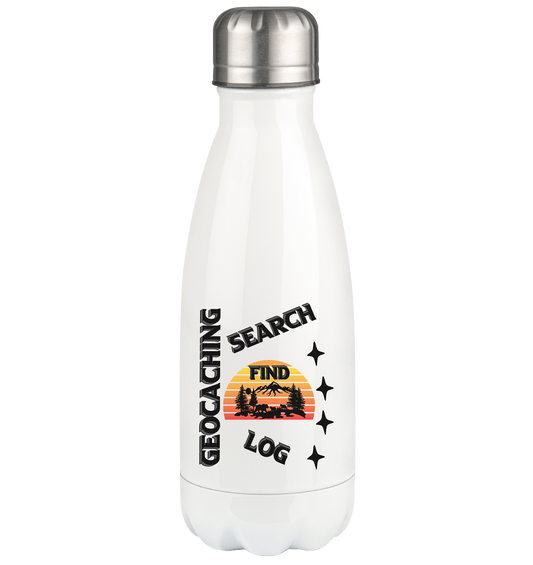 Geocaching, Suchen, Finden und Log,  Geocache Schwarzes Design - Thermoflasche 350ml