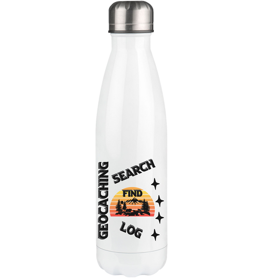 Geocaching, Suchen, Finden und Log,  Geocache Schwarzes Design - Thermoflasche 500ml