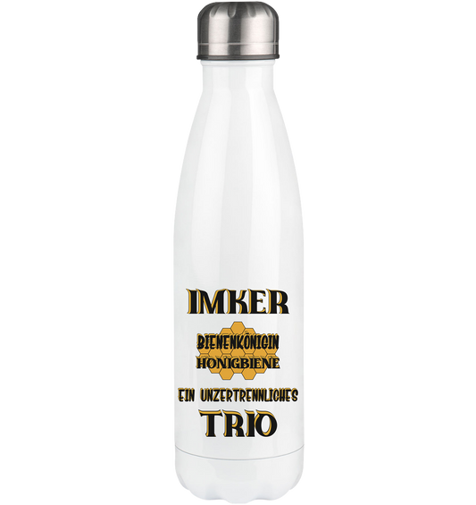 Imker- Bienenkönigin und Honigbiene einTeam, schwarzes Design - Thermoflasche 500ml