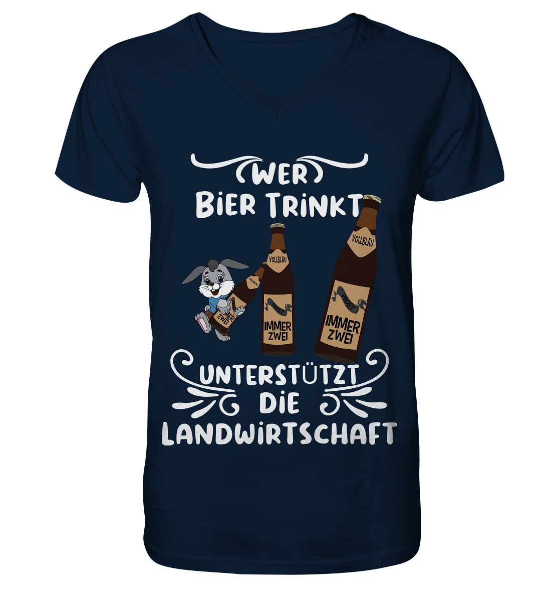 Wer Bier trinkt unterstützt die Landwirtschaft, Party- Shirt - V-Neck Shirt