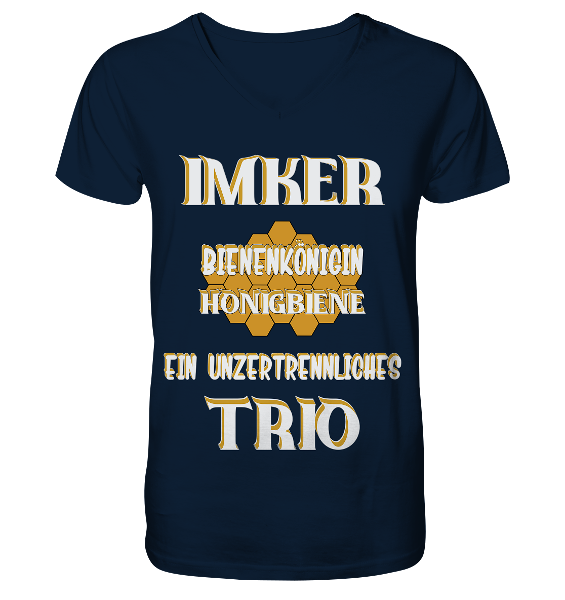 Imker- Bienenkönigin und Honigbiene, einTeam, Pfleger und Schützer von Bienen - V-Neck Shirt